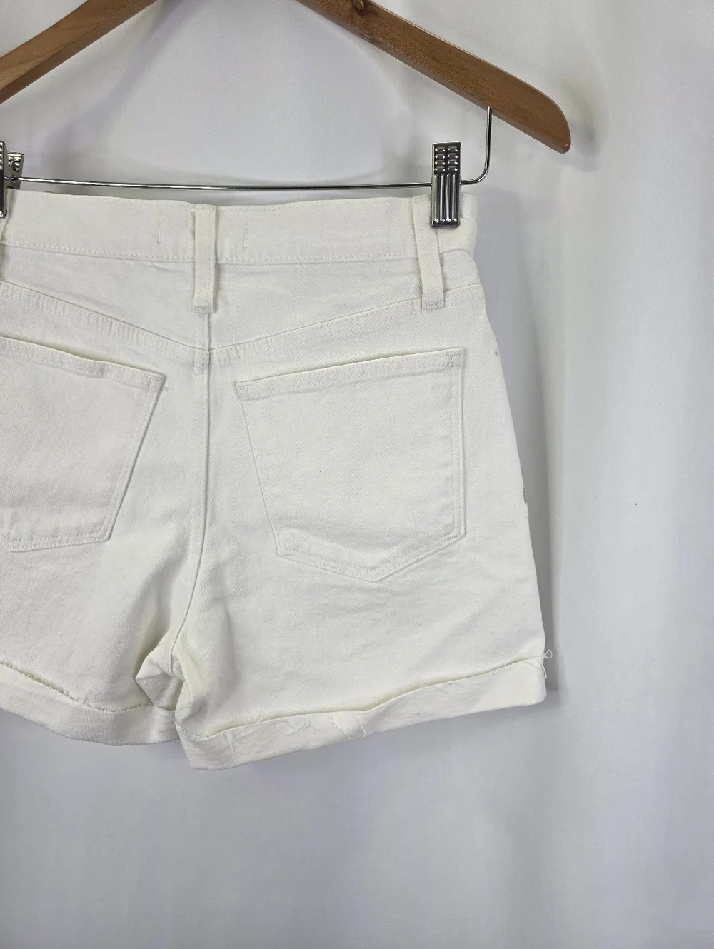 NEW‎ Madewell Women's Size 25 High Rise Denim Shorts White Fitted Cuffed Cotton